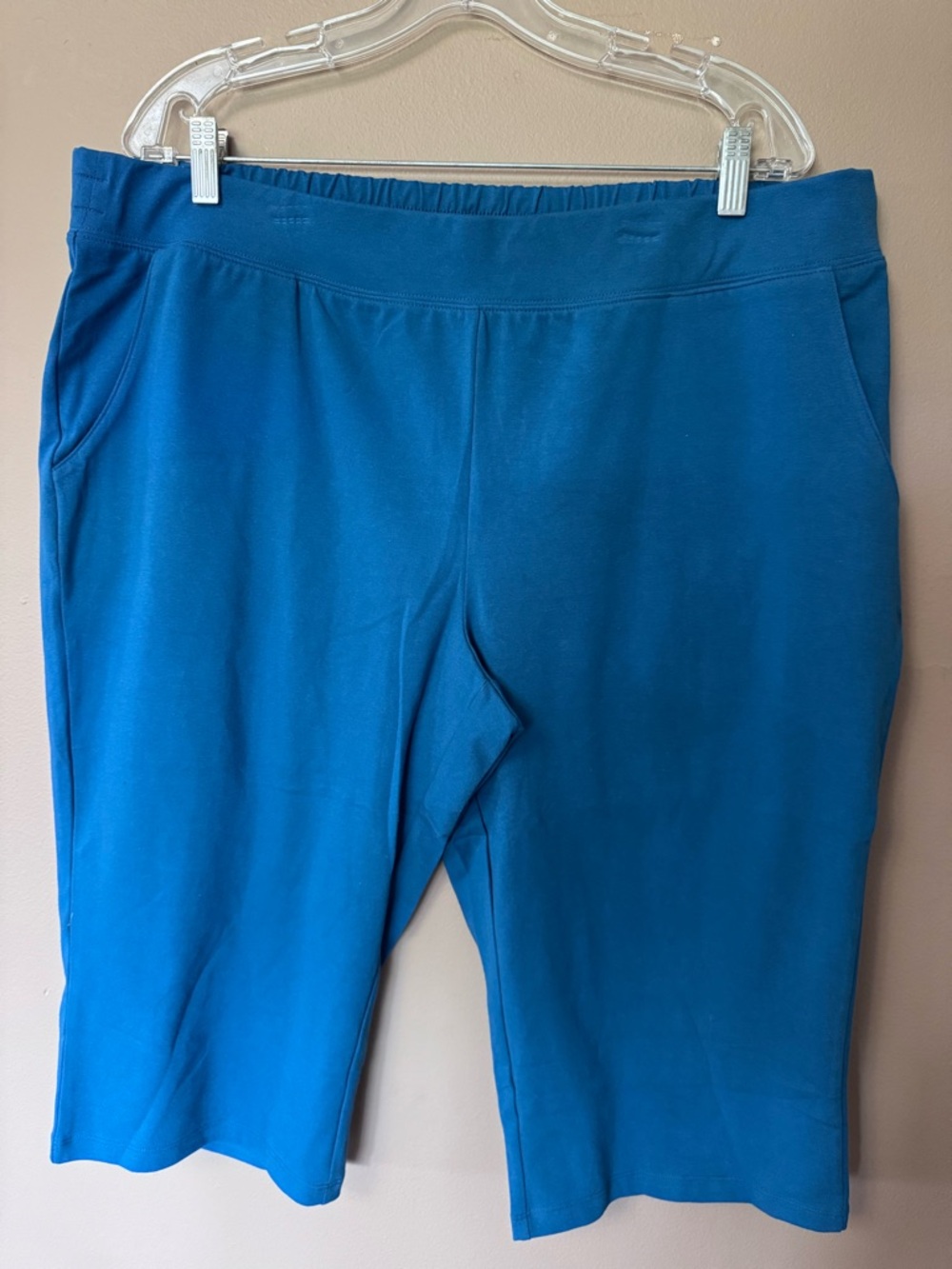 Denim & Co. Easy Stretch Frayed Edge Skimmers - XL - Aqua Blue